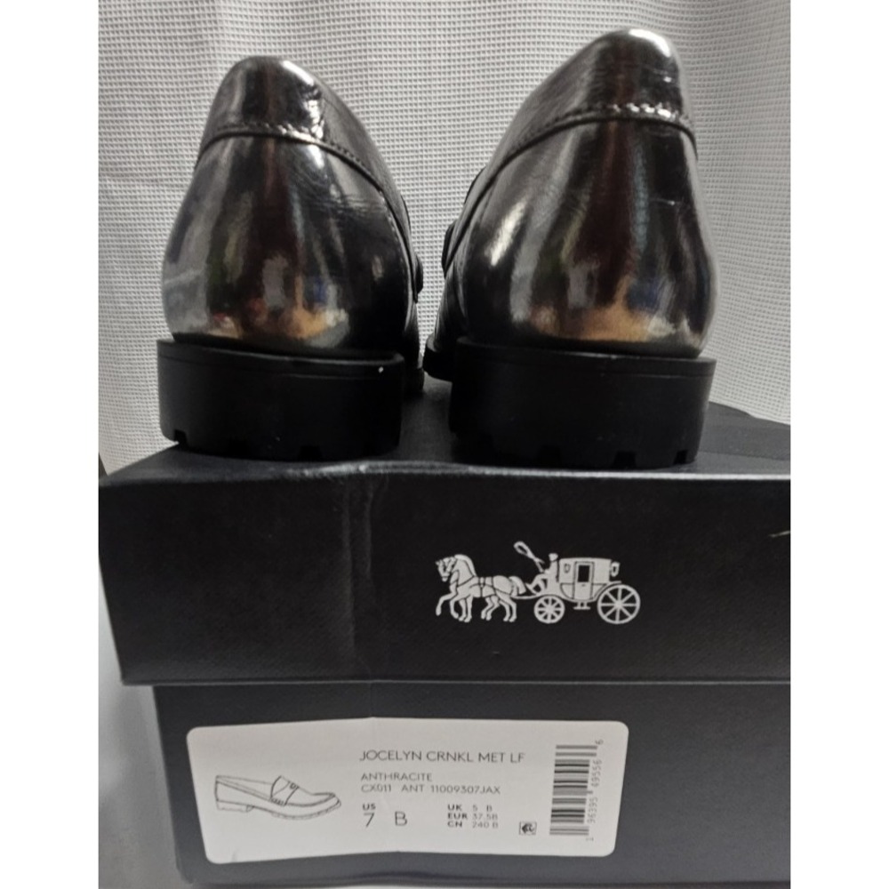 COACH Women's Jolene Loafer, Anthracite metallic leather upper ‎ woman Sz 7B - Picture 6 of 7